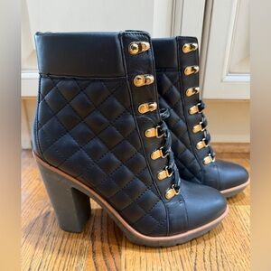 Kate Spade Black Quilted Heeled Boots Sz 7.5